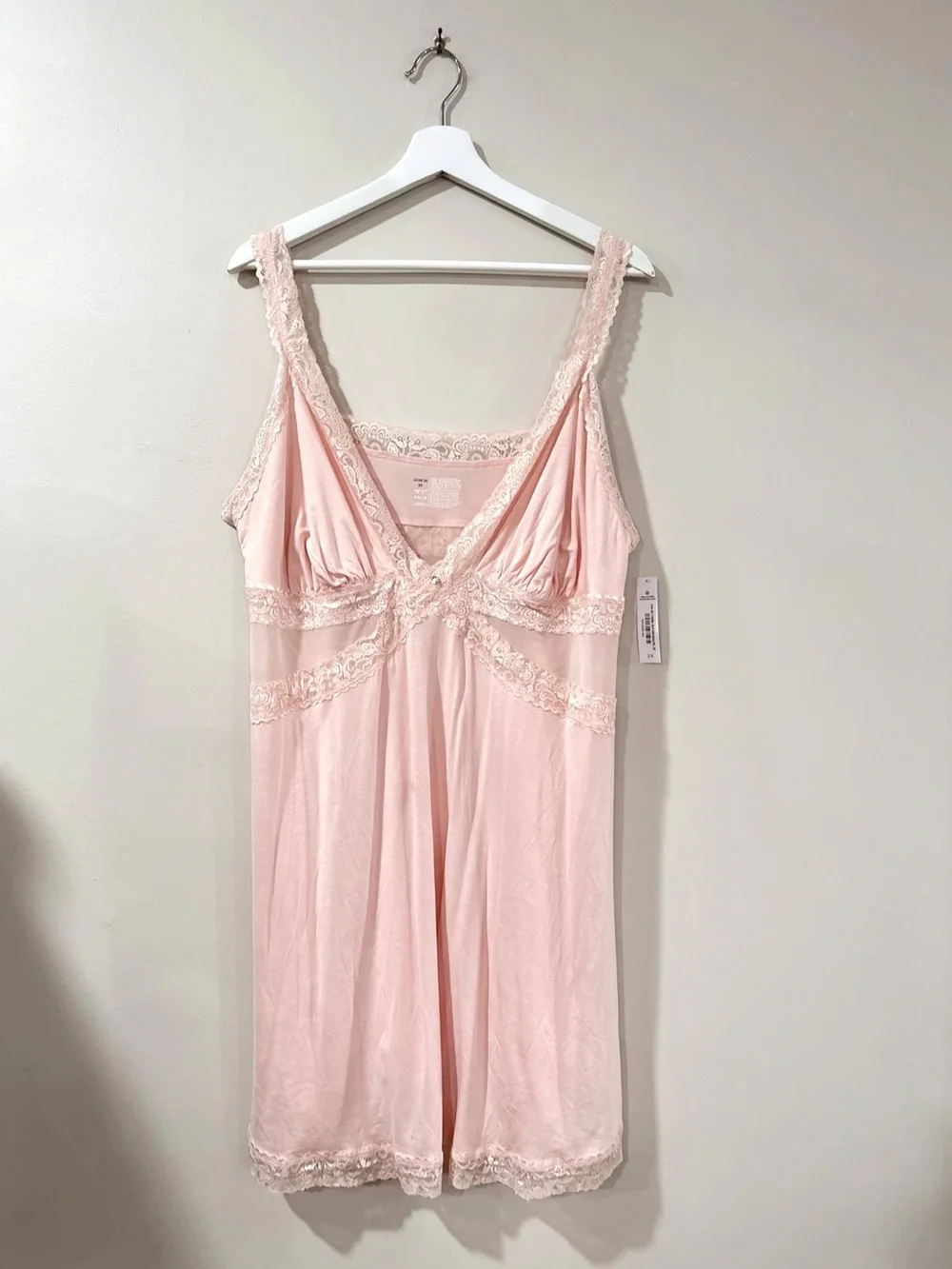 Adore Me 2X Pink Lace Chemise Nightgown Sleep Dress Coquette Loungewear NWT